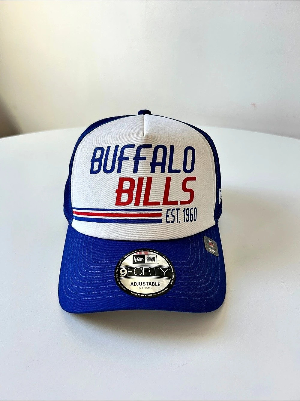 BRAND NEW New Era Buffalo Bills Stacked A-Frame Trucker 9FORTY Adjustable Hat Bl